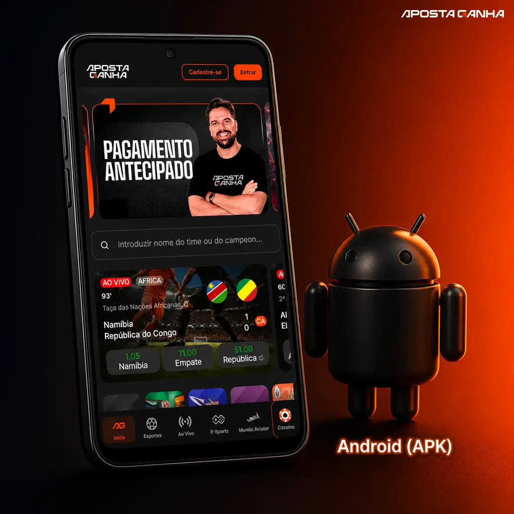 Ícone do arquivo APK para instalação do aplicativo Android de apostas com dinheiro real, seguro e verificado