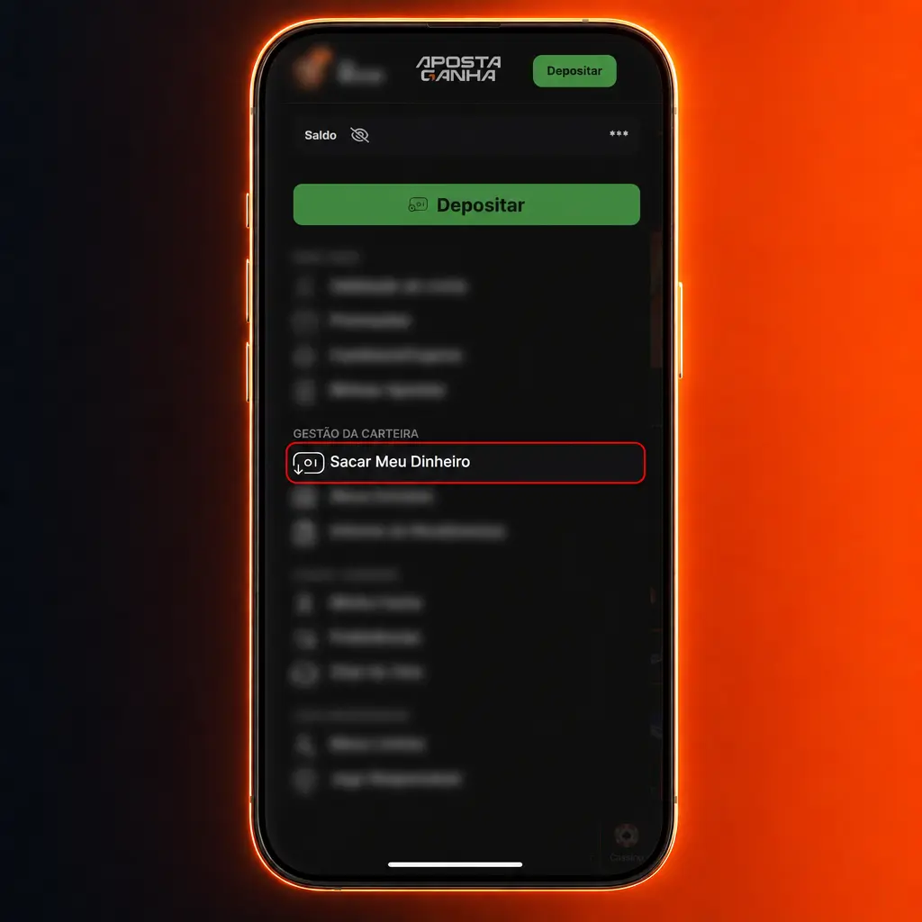 Tela do aplicativo mostrando como sacar fundos via Pix, AstroPay ou criptomoeda com valor mínimo de BRL 50