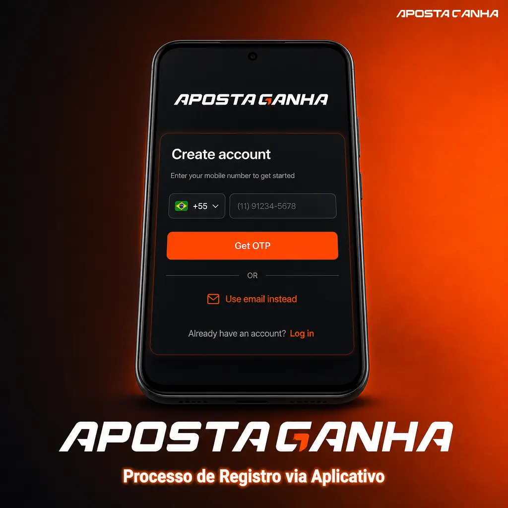 Passo a passo do cadastro no app Aposta Ganha: dados pessoais, senha, confirmação por SMS e primeiro depósito via PIX.