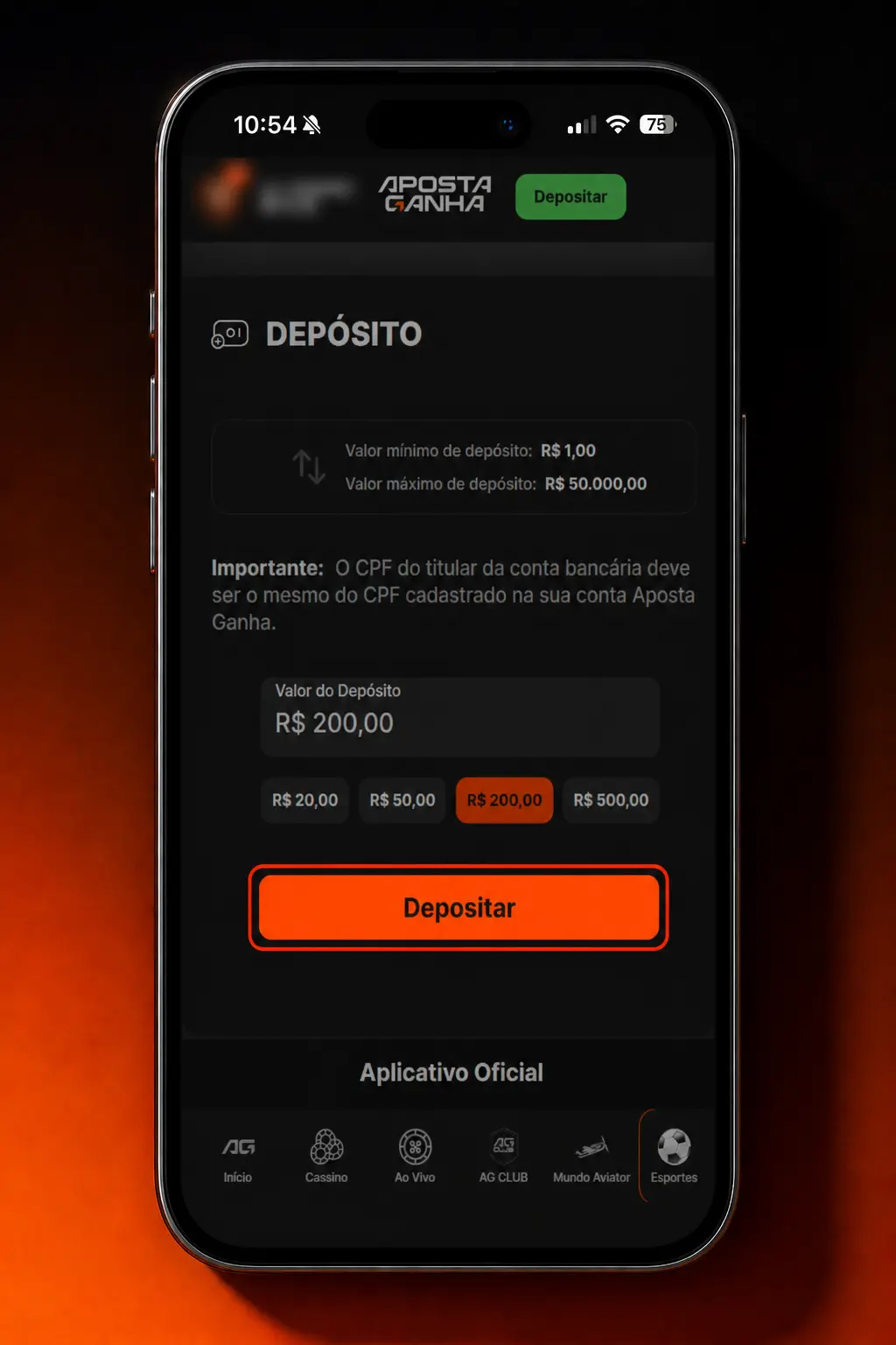 Tela do aplicativo Aposta Ganha mostrando o mercado de apostas em e-sports para celular.
