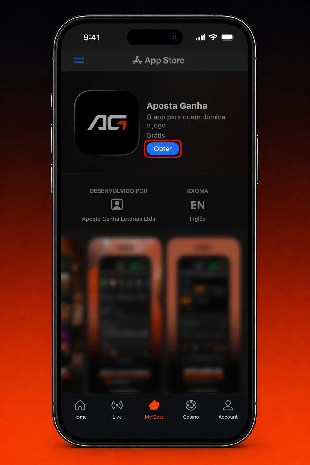 Passo a passo para baixar e instalar o app Aposta Ganha para iOS diretamente no iPhone ou iPad.